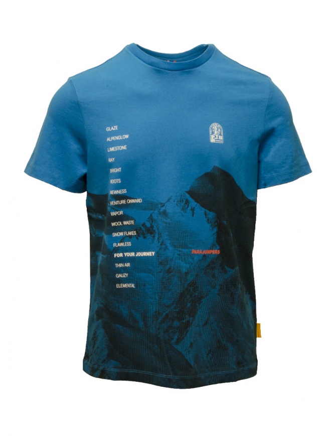 Parajumpers Limestone t-shirt blu con stampa PMTSAV02 LIMESTONE BLUE J. 0314 t shirt uomo online shopping