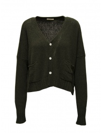 Ma'ry'ya short boxy cardigan in moss green cotton