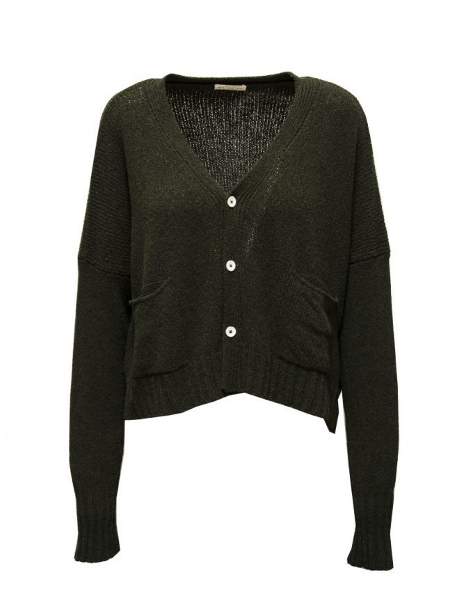 Ma'ry'ya cardigan corto squadrato in cotone verde muschio YMK010 A4MOSS GREEN cardigan donna online shopping