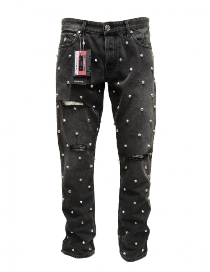 Victory Gate jeans neri con le borchie VG1SMREGFESTUD.BK jeans uomo online shopping