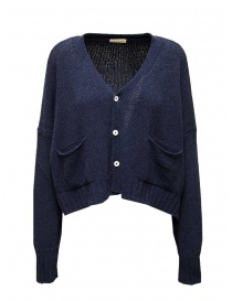 Womens cardigans online: Ma'ry'ya short boxy cardigan in mid-blue cotton