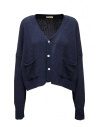 Ma'ry'ya cardigan corto squadrato in cotone blu acquista online YMK010 A6BLUE