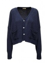 Ma'ry'ya short boxy cardigan in mid-blue cotton buy online YMK010 A6BLUE