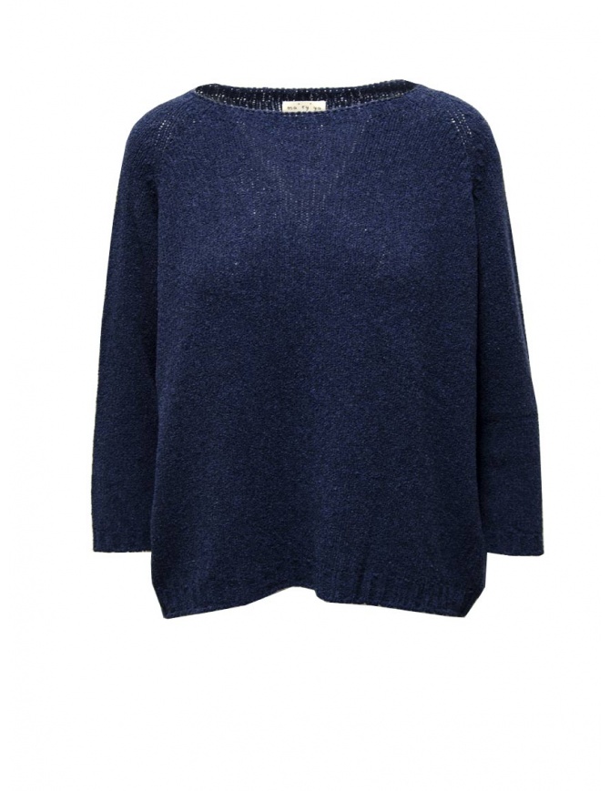Ma'ry'ya blue cotton blend boxy sweater YMK013 A6BLUE women s knitwear online shopping