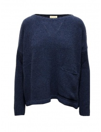 Ma'ry'ya sweater in mid-blue cotton with pocket YMK018 A6BLUE order online