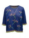 M.&Kyoko blue ligth short-sleeved sweater with pink flowers buy online BDH01035WA DARKBLUE