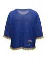 M.&Kyoko blue ligth short-sleeved sweater with pink flowers shop online women s knitwear