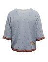 M.&Kyoko light blue cotton knit T-shirt with red flowers shop online women s knitwear