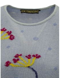 M.&Kyoko light blue cotton knit T-shirt with red flowers women s knitwear buy online