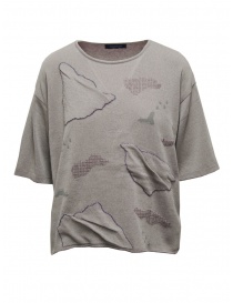 Fuga Fuga grey knit T-shirt with floating clouds BDH07028WA LIGHTGRAY