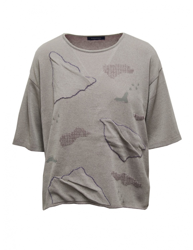Fuga Fuga grey knit T-shirt with floating clouds BDH07028WA LIGHTGRAY women s knitwear online shopping