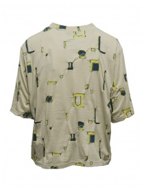 Fuga Fuga beige T-shirt with green-yellow geometric pattern buy online