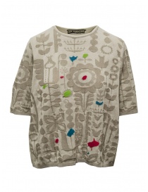 Women s knitwear online: M.&Kyoko beige T-shirt with embossed floral print