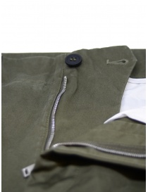 Monobi chino pants in military green organic gabardine