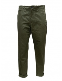 Mens trousers online: Monobi chino pants in military green organic gabardine
