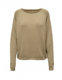 Women s knitwear online: Ma'ry'ya beige cotton sweater with boat neckline