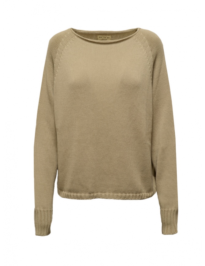 Ma'ry'ya beige cotton sweater with boat neckline YMK040 E3CORDA women s knitwear online shopping