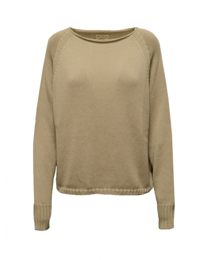 Ma'ry'ya pullover in cotone beige scollo a barchetta YMK040 E3CORDA maglieria donna online shopping