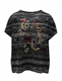 M.&Kyoko melange black T-shirt with embroidered fruit BDH01020WA BLACK