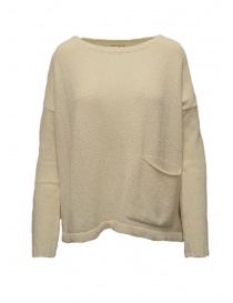 Women s knitwear online: Ma'ry'ya milk white cotton sweater with pocket