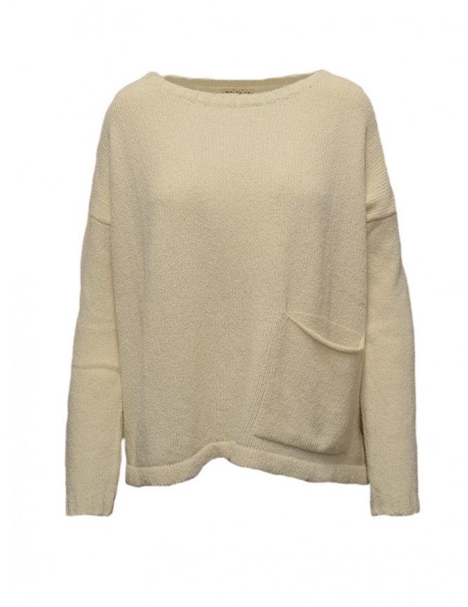 Ma'ry'ya milk white cotton sweater with pocket YMK018 A1MILK women s knitwear online shopping