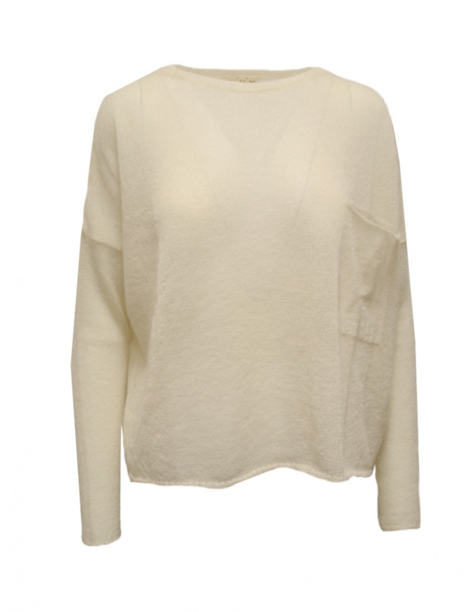 Ma'ry'ya thin sweater in ivory white mohair and silk YMK001 B1WHITE women s knitwear online shopping
