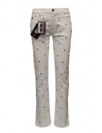 Victory Gate studded flare jeans in white online