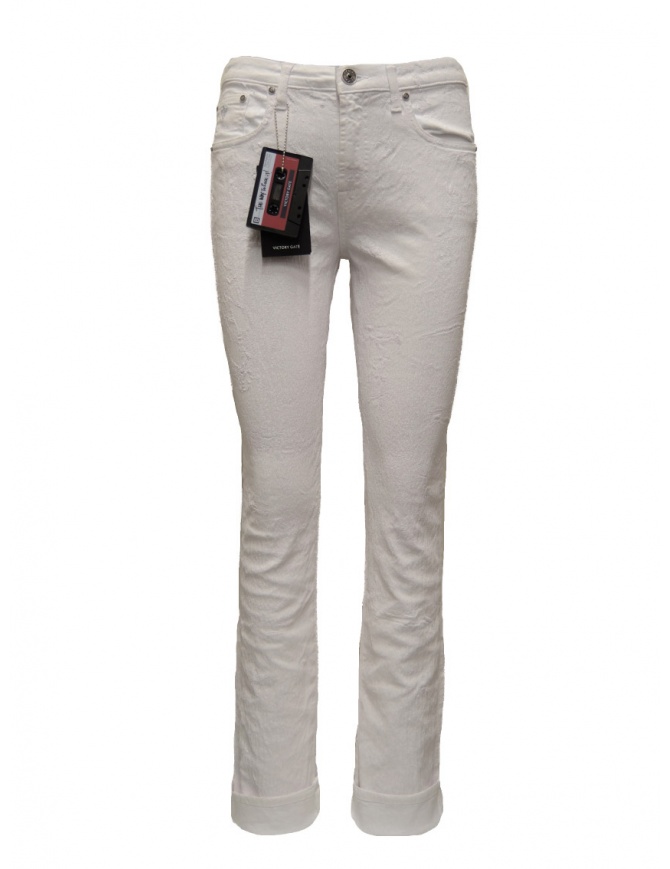 Victory Gate jeans flare gommati bianchi VG1SWFLARESTSPAL.WT jeans donna online shopping