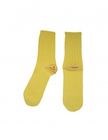 Socks online: Kapital yellow socks with smiley heels