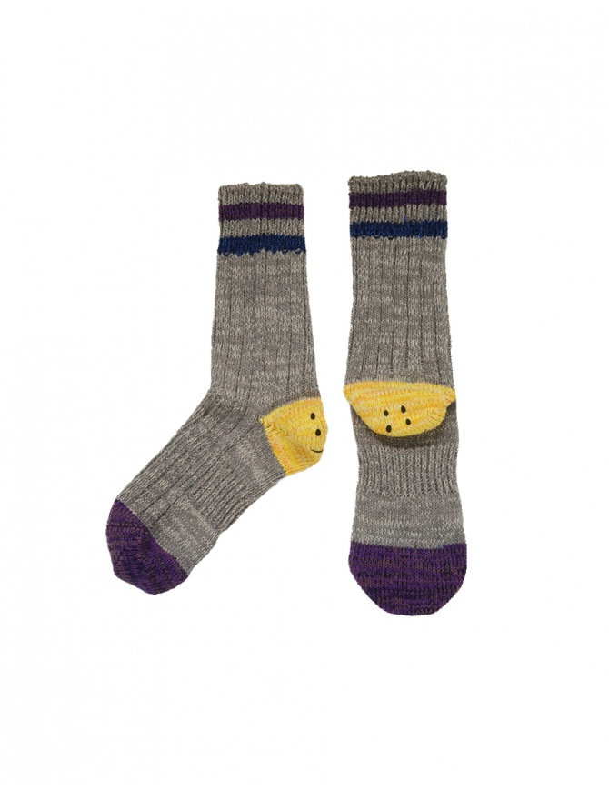 Kapital Happy Heel grey socks with smiley heel EK-1447 GREY socks online shopping