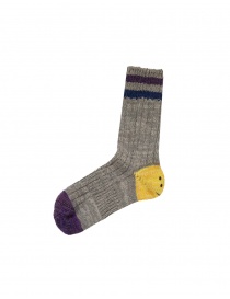 Kapital Happy Heel grey socks with smiley heel
