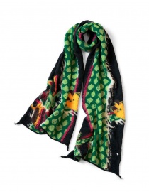 Scarves online: Kapital Dragon Dance black scarf with green dragon