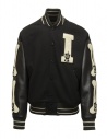 Kapital I-Five Varsity black wool bomber jacket with leather sleeves buy online EK1309 BLACK