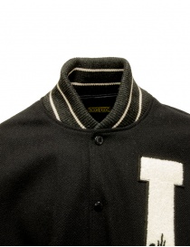 Kapital I-Five Varsity black wool bomber jacket with leather sleeves price