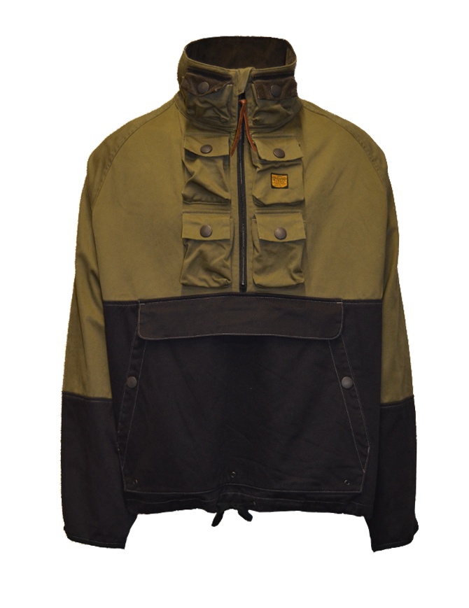 Kapital anorak in green-black color block canvas K2310LJ092 KBL mens jackets online shopping