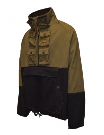 Kapital anorak in green-black color block canvas price