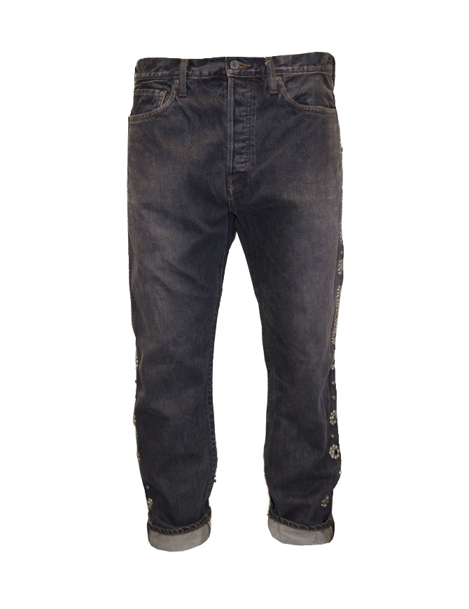 Kapital jeans nero vintage con borchie e perle laterali EK-1243 BLK jeans uomo online shopping
