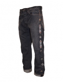 Kapital jeans nero vintage con borchie e perle laterali acquista online