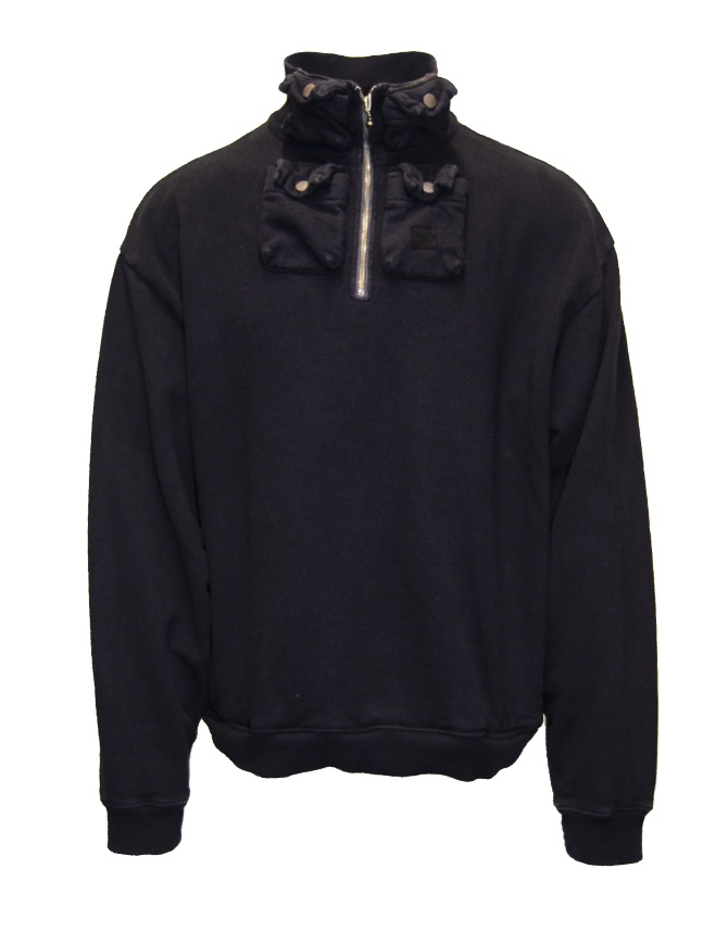 Kapital black half zip sweatshirt with 4 pockets on the collar K2310LC125 I-B men s knitwear online shopping
