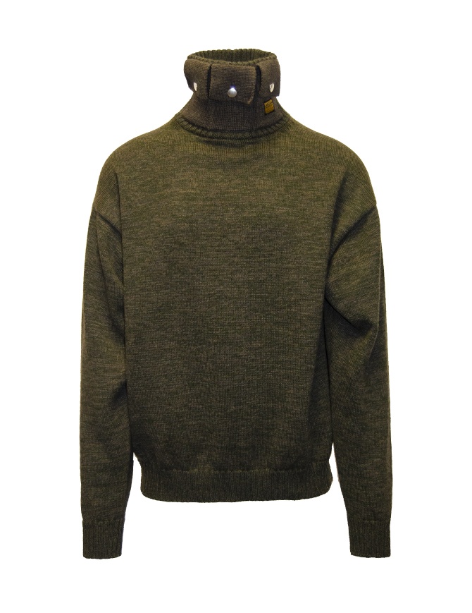 Kapital Nichel "3" khaki pullover with pockets on the high neck K2311KN154 KHAKI men s knitwear online shopping