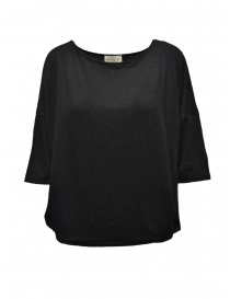 Ma'ry'ya black linen oval shaped t-shirt YMJ104 J8BLACK