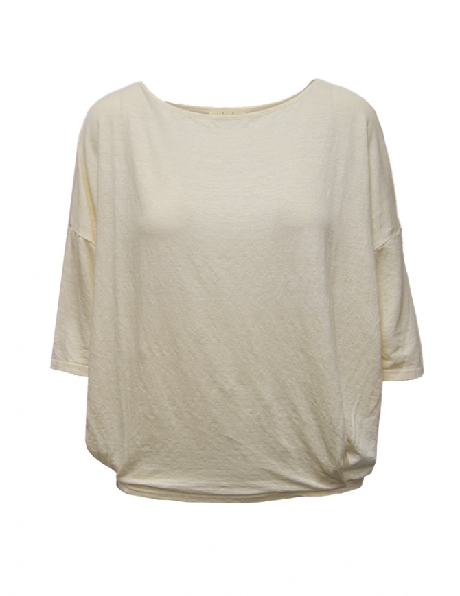 Ma'ry'ya blusa in lino bianco naturale YMJ104 J1WHITE t shirt donna online shopping