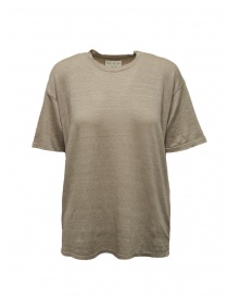 T shirt donna online: Ma'ry'ya T-shirt beige in lino da donna