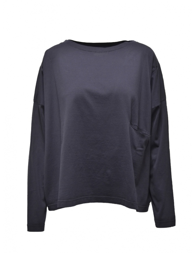 Ma'ry'ya blue long sleeve t-shirt with one pocket YMJ095 I7NAVY womens t shirts online shopping