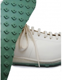 Shoto white horse leather sneakers with turquoise sole