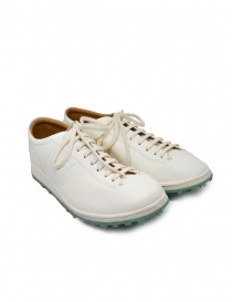 Shoto white horse leather sneakers with turquoise sole
