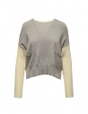 Ma'ry'ya maglia in cotone grigia e bianca aperta dietro acquista online YMK030 14WHITE/GREY