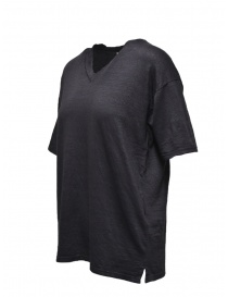 Ma'ry'ya V-neck T-shirt in navy blue linen