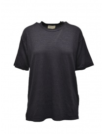 Womens t shirts online: Ma'ry'ya navy blue linen T-shirt
