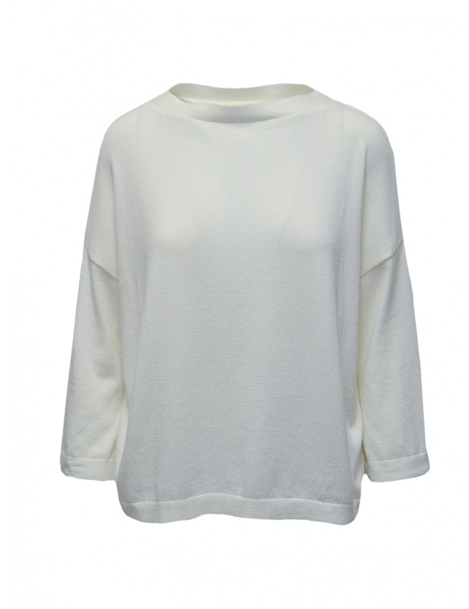 Ma'ry'ya boxy sweater in white cotton knit YMK44 F1WHITE women s knitwear online shopping